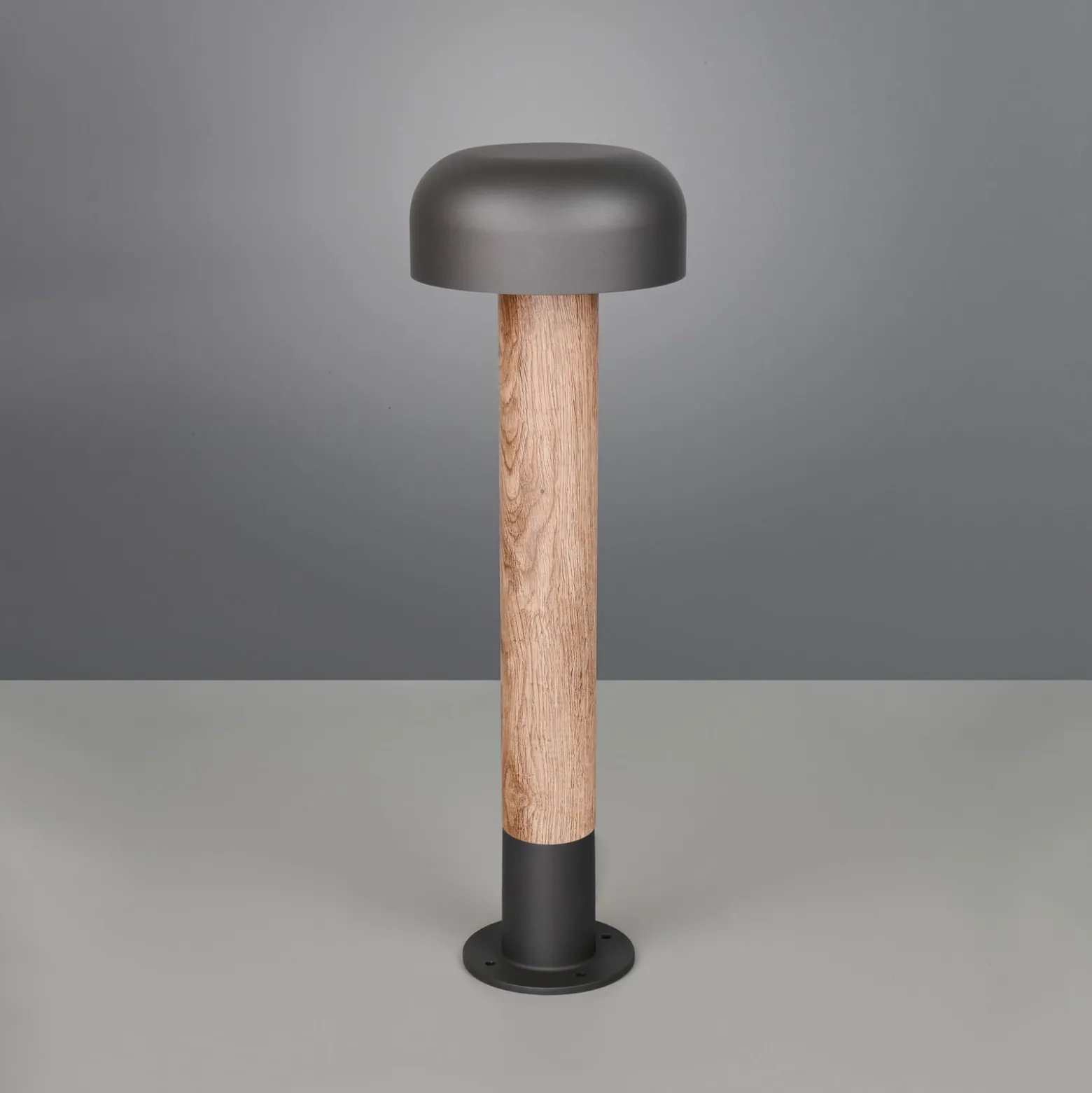 Wegeleuchte Fraser, grau/Holzoptik, Alu, IP54, Höhe 84,5 cm