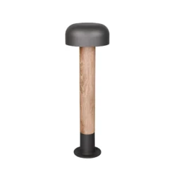 Wegeleuchte Fraser, grau/Holzoptik, Alu, IP54, Höhe 84,5 cm