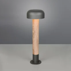 Wegeleuchte Fraser, grau/Holzoptik, Alu, IP54, Höhe 84,5 cm