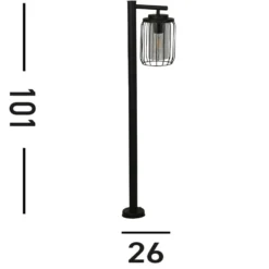 Wegeleuchte Reed, IP44, schwarz, Höhe 100 cm, Metall