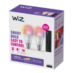 WiZ A60 LED matt WiFi E27 8,5W RGBW Remote 2er-Set