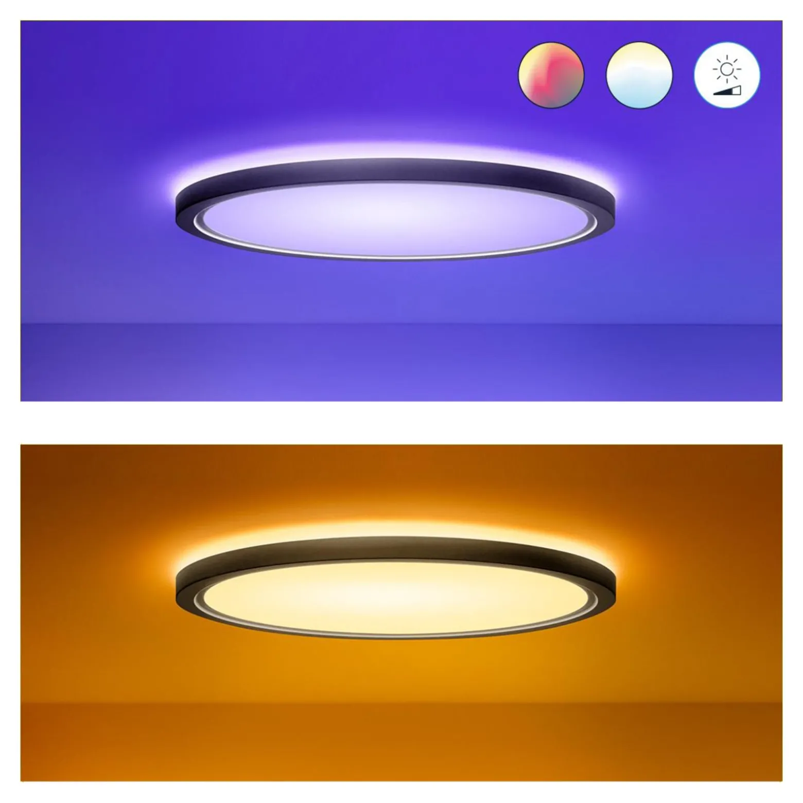 WiZ SuperSlim LED-Deckenleuchte RGBW Ø42cm schwarz