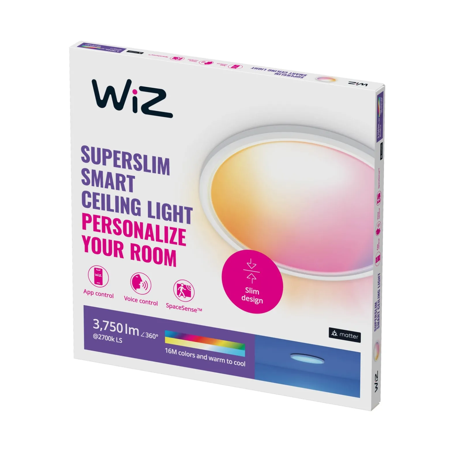 WiZ SuperSlim LED-Deckenleuchte RGBW Ø54cm weiß