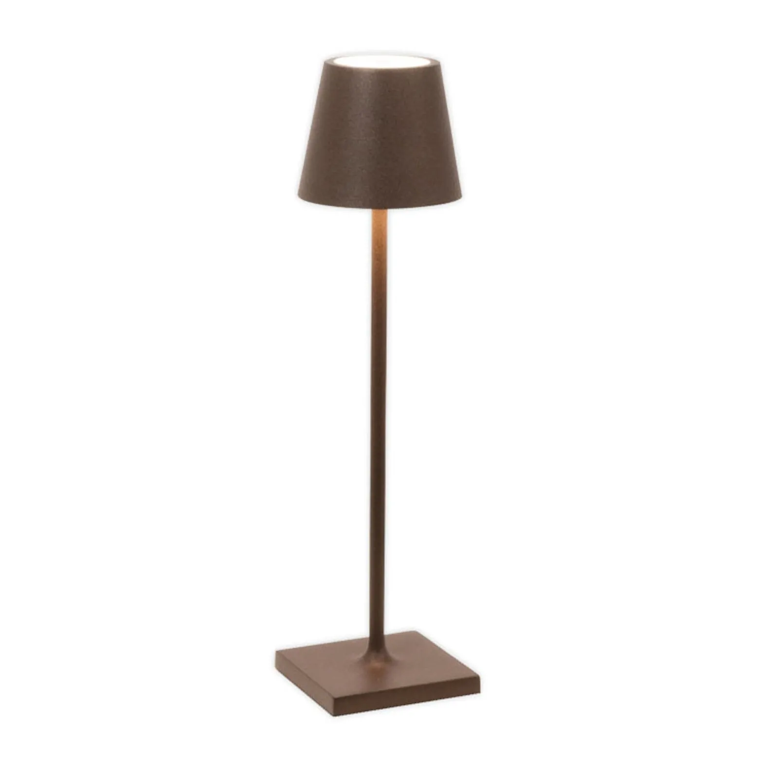 Zafferano LED-Akku-Tischlampe Poldina micro, rostbraun, IP65