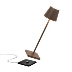 Zafferano LED-Akku-Tischlampe Poldina micro, rostbraun, IP65