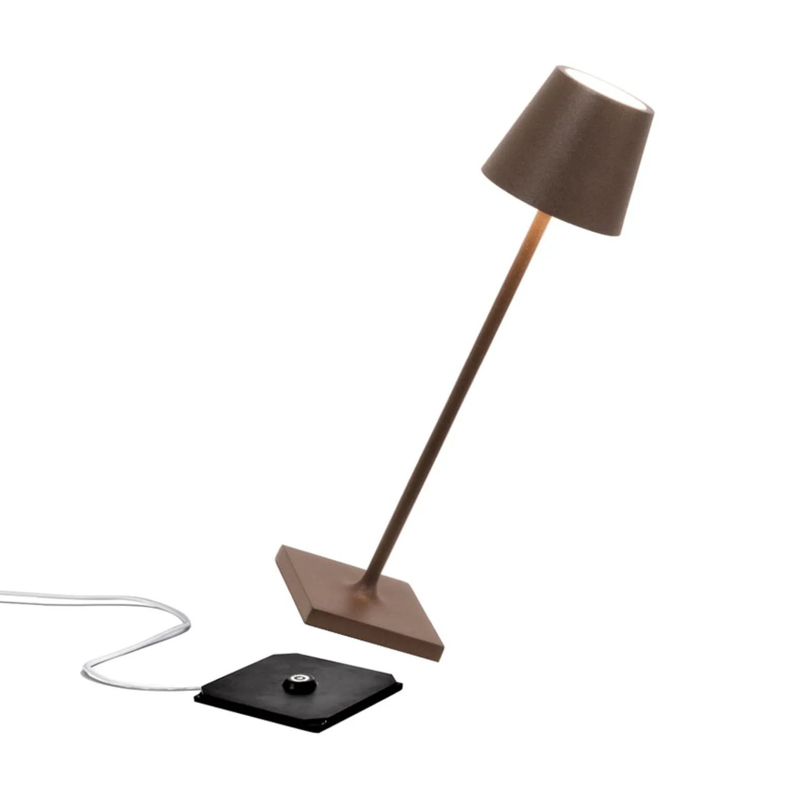 Zafferano LED-Akku-Tischlampe Poldina micro, rostbraun, IP65
