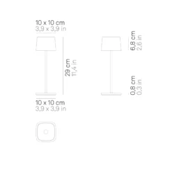 Zafferano Ofelia 3K Akku-Tischlampe IP65 salbei